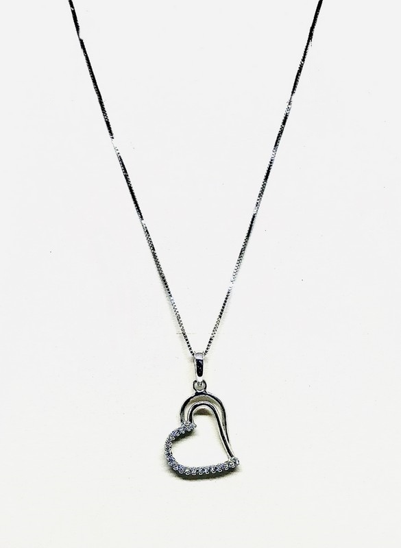 Collana con ciondolo pendente a forma di cuore stilizzato con pietre gioielli torino