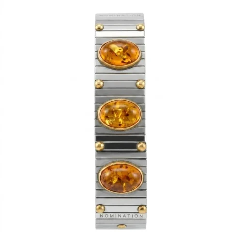 BRACCIALE ACCIAIO,ORO E AMBRA RIF. 13304S - 206