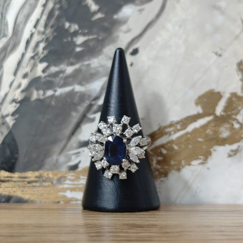 ANELLO ORO ZAFFIRO E DIAMANTI RA713-3834