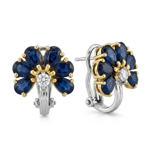 ORECCHINI IN ORO CON ZAFFIRI E DIAMANTI PR758-3531 (P)
