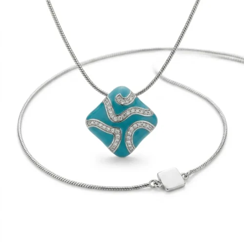 COLLANA ARGENTO CIONDOLO AZZURRO PR837-3670 (P)
