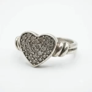 Anello con cuore pavè in Argento 925
