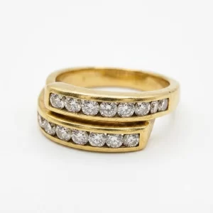 Anello mezza veretta a doppia fila in Oro Giallo 18kt