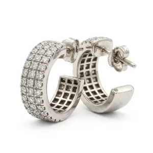 Orecchini mezzi cerchi in Oro Bianco 18kt con Diamanti