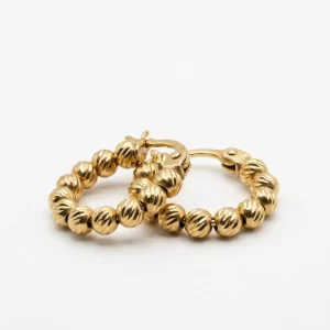 Orecchini cerchietti in Oro Giallo 18kt lavorazione diamantata