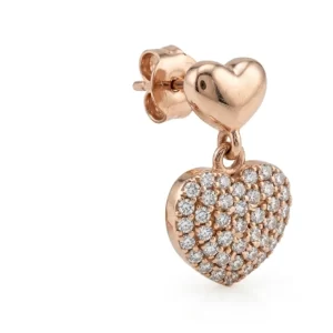 Orecchini Cuori in Oro Rosa 18kt con Zirconi