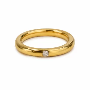 Fede bombata Diamante 0,05 Ct in Oro Giallo 18kt